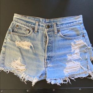 Levi 501 shorts . Vintage distressed